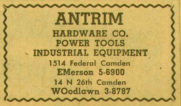 14 North 26th Street — Antrim Hardware, 1955 New Jersey Bell Yellow Pages