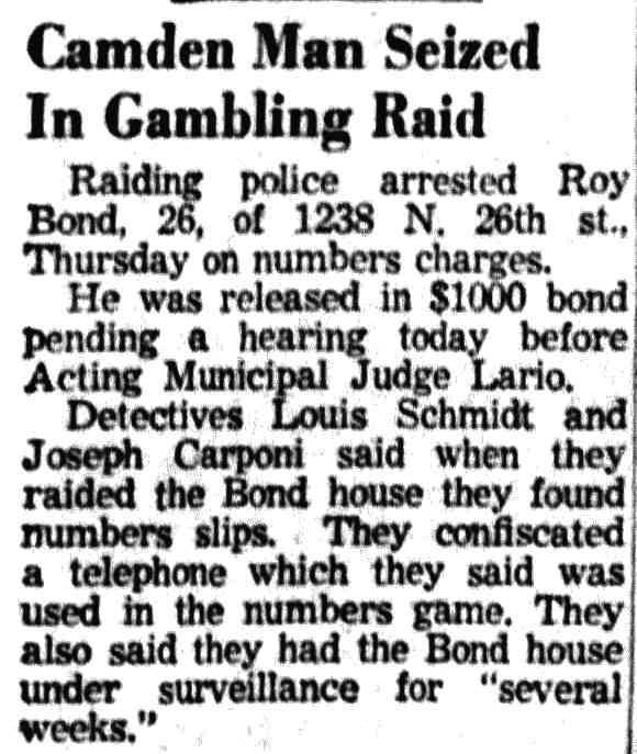 1238 North 26th Street — Roy Bond, Camden Courier-Post, December 16, 1955