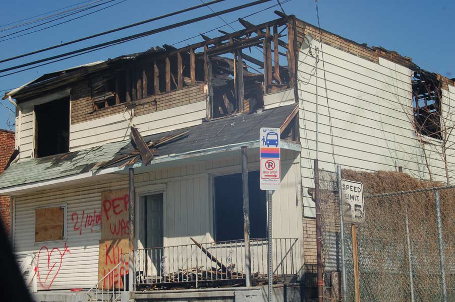 408-406 North 27th Street — destroyed by fire February 10, 2009; photo February 25, 2009