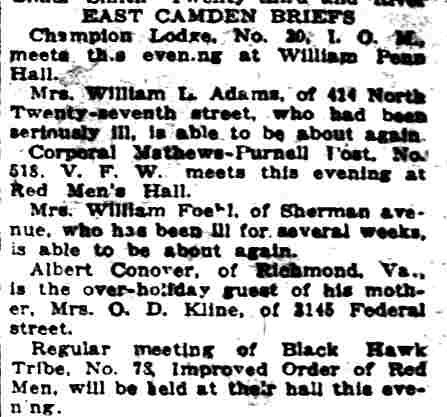 East Camden Briefs, Camden Post-Telegram, November 9, 1923