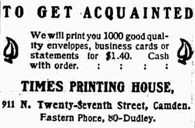911 North 27th Street, Camden Post-Telegraph, March 31, 1904