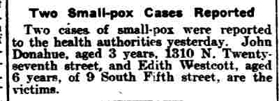 Two Small-pox Cases Reported - Philadelphia Inquirer, January 11, 1903