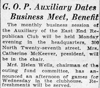 G. O. P. Auxiliary Dates Business Meet, Benefit — Camden Courier-Post, February 8, 1936