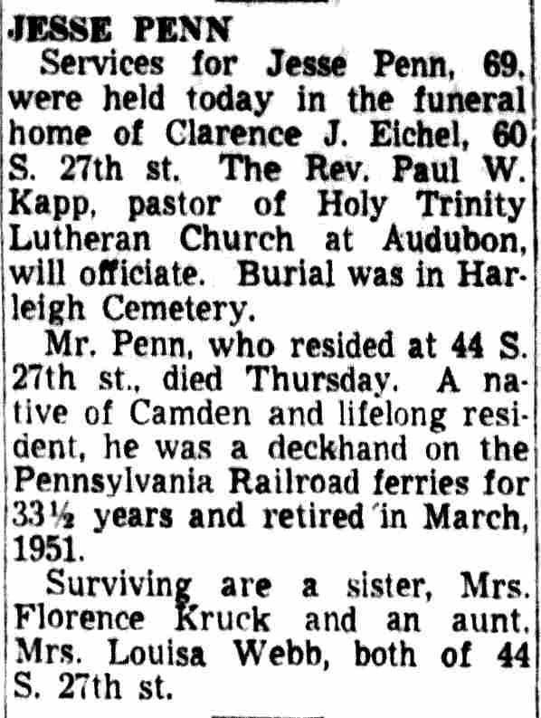Jesse Penn - Camden Courier-Post, July 6, 1953