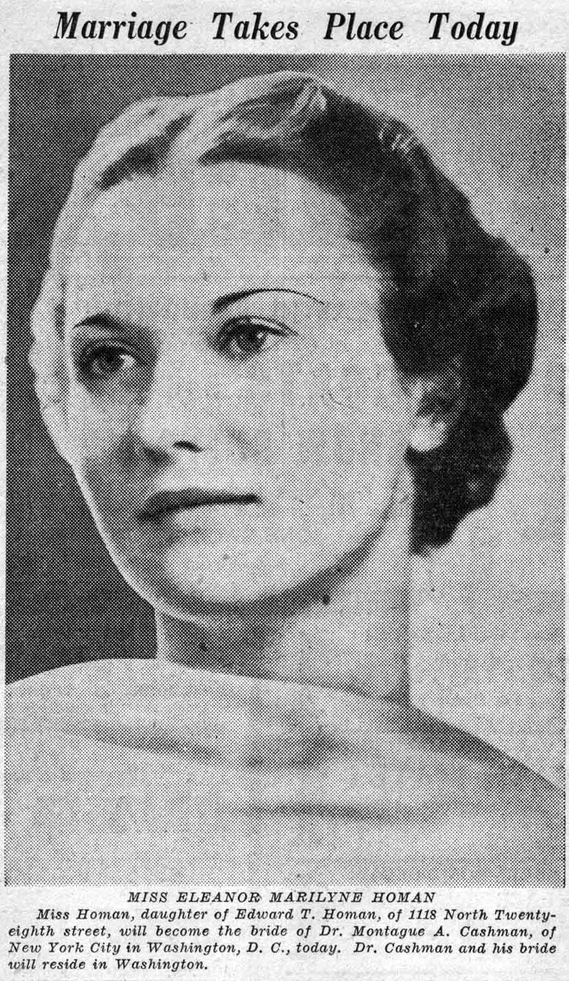 Miss Eleanor Marilyne Homan, Camden Courier-Post, February 26, 1938