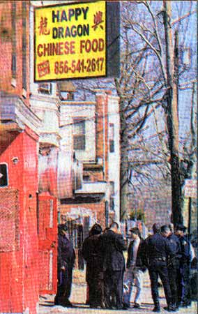 Asian community members gathered at Camden police station seeking answers about the death of Bao Xing Lin, March 13, 2004