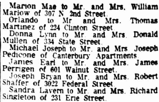 Births - Camden Courier-Post, November 9, 1967