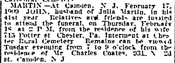 931 North 2nd Street, Philadelphia Inquirer, February 17, 1909
