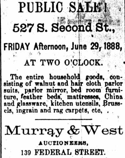 527 South 2nd Street, Philadelphia Inquirer, June 29, 1888