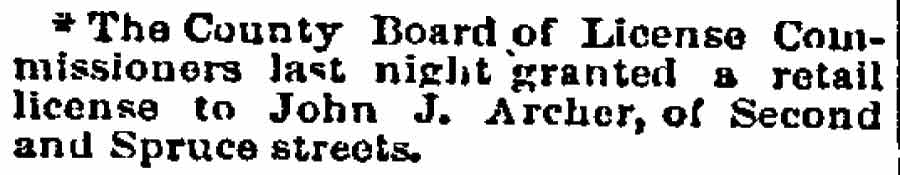 900 South 2nd Street bar, Philadelphia Inquirer, August 20, 1892