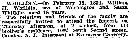 1097 South 2nd Street, Philadelphia Inquirer, February 20, 1894