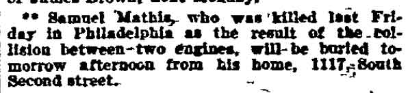 1117 South 2nd Street, Philadelphia Inquirer, January 10, 1905