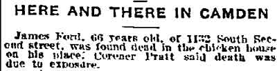 1133 South 2nd Street, Philadelphia Inquirer, February 16, 1917