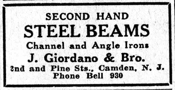 J. Giordano & Brother at 2nd and Pine, Camden Courier-Post 1930–1932