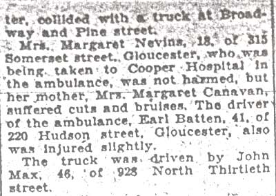 Ambulance and Truck Collide in Broadway (continued) — Camden Courier-Post, February 4, 1931
