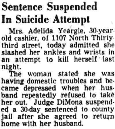 Sentence Suspended In Suicide Attempt — 1107 North 33rd Street
