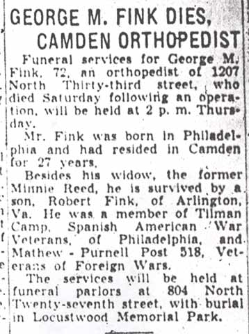 George M. Fink obituary, 1207 North 33rd Street