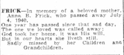 420 North 34th Street — Anna Bell Frick, Camden Courier-Post July 1, 1941