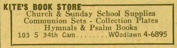 103 South 34th Street — Kite's Book Store advertisement, 1955