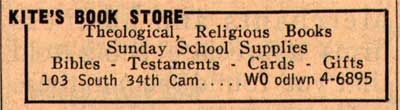 103 South 34th Street — Kite's Book Store, 1955 New Jersey Bell Telephone Yellow Pages