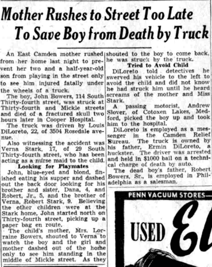 Intersection of Mickle Street and South 34th Street, Camden Courier-Post, July 22, 1941