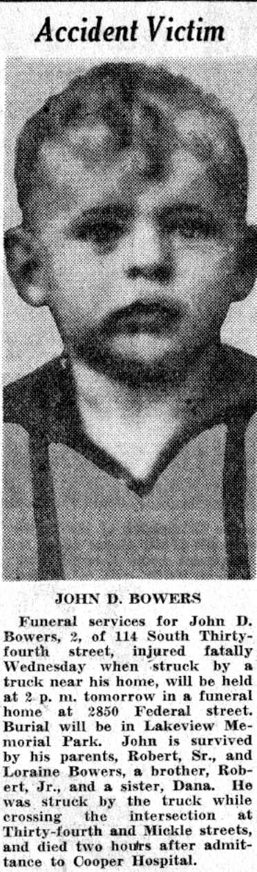 114 South 34th Street — Robert Bowers Sr. family, Camden Courier-Post July 25, 1941