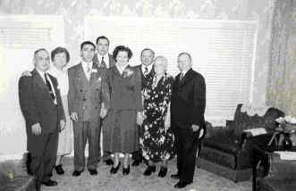 Wedding of Leslie Willmott and Alice Poganitz at 3401 Westfield Avenue, mid-1950s