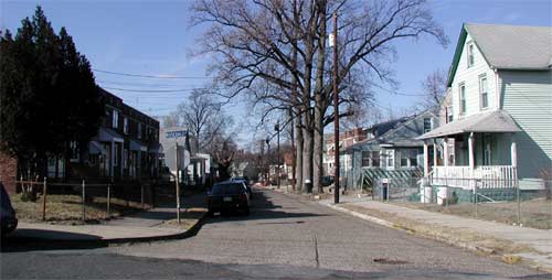 Looking West down 100 Block on North 35th Street from Rosedale Avenue, February 22, 2004