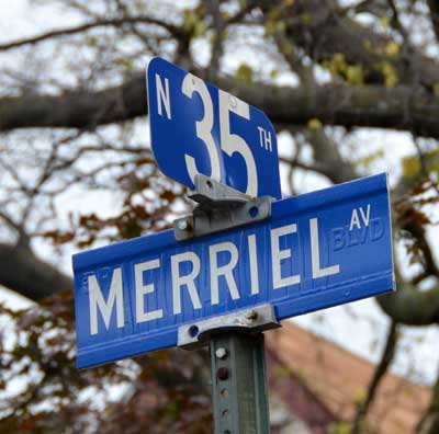 North 35th Street and Merriel Avenue street sign