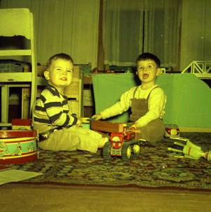 Randall L. Huber and Paul G. Huber at 200 North 36th Street, 1952
