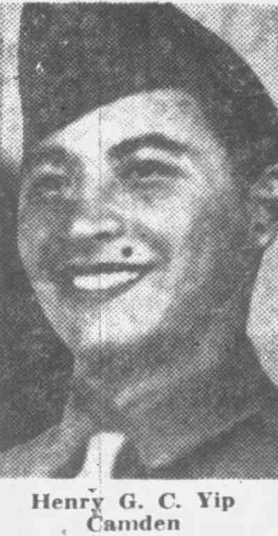 Henry G. C. Yip, Camden, photo published in the Camden Courier-Post, May 8, 1944