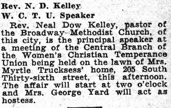 Camden Courier-Post, June 15, 1932 — Rev. N. D. Kelley, W.C.T.U. Speaker