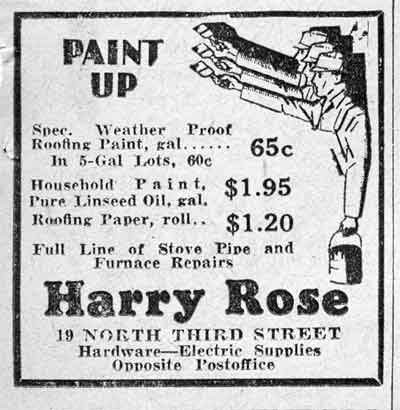 Harry Rose Paint Up Advertisement, Camden Courier-Post, October 16, 1931