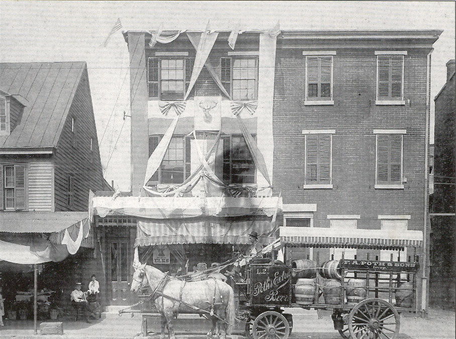 The Elks Home at Broadway and Federal Street, rebuilt 1910; temporary quarters at 29 North 3rd Street while under construction
