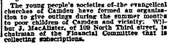 Young Peoples Societies Outing, Philadelphia Inquirer, July 3, 1900
