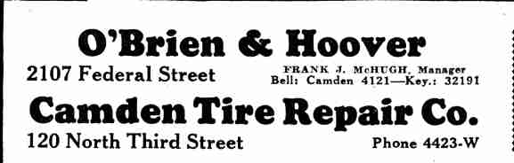 Camden Tire Repair Co. Advertisement, Camden Courier-Post, June 18, 1932