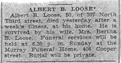 Albert B. Loose Death Notice