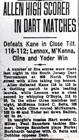Allen High Scorer in Dart Matches, Camden Courier-Post, April 22, 1936