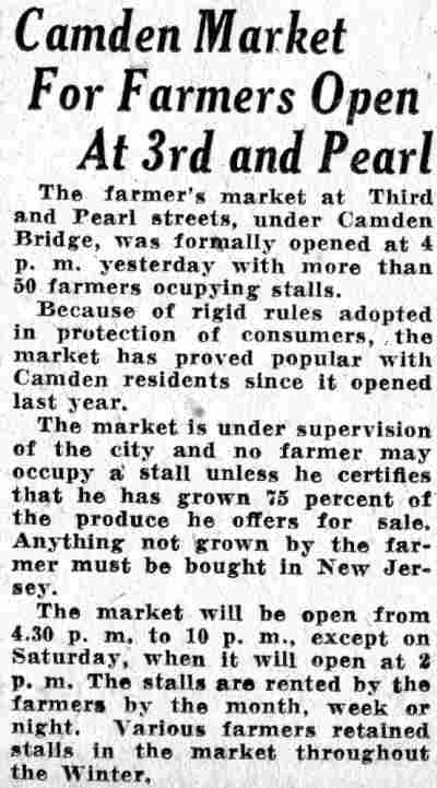 Camden Courier-Post, June 10, 1932, intersection of 3rd and Pearl Streets