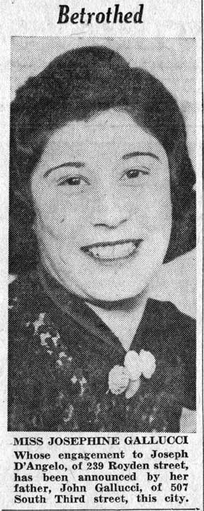 Miss Josephine Gallucci Betrothed, Camden Courier-Post, February 15, 1938