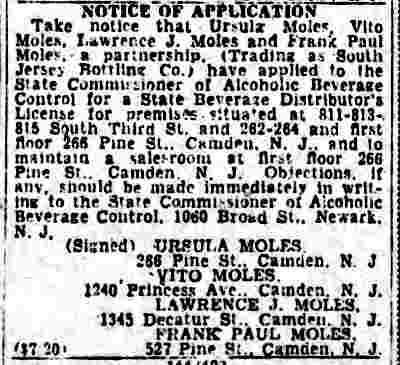 Legal Notice: South Jersey Bottling Co., Camden Courier-Post, May 24, 1946