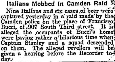 Italians Mobbed in Camden Raid, Philadelphia Inquirer, January 2, 1911