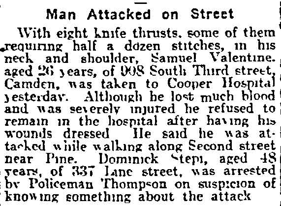 Man Attacked on Street, Philadelphia Inquirer, March 26, 1915