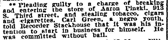 Carl Green Pleads Guilty, Philadelphia Inquirer, July 31, 1909
