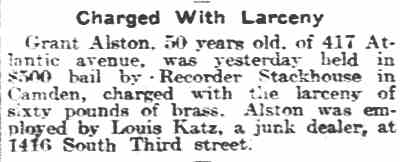 417 Atlantic Avenue, Gerald Alston, Philadelphia Inquirer, December 4, 1917