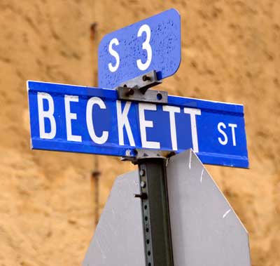 Street sign at South 3rd Street and Beckett Street
