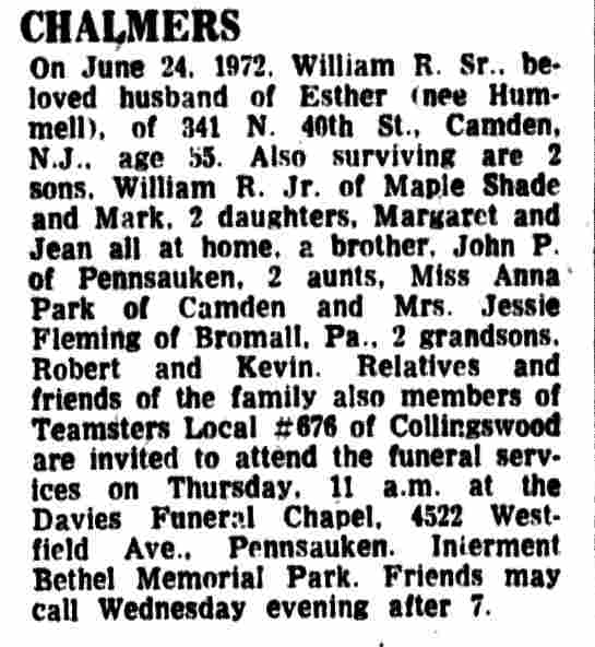 William R. Chalmers & Family, 341 North 40th Street, 1972