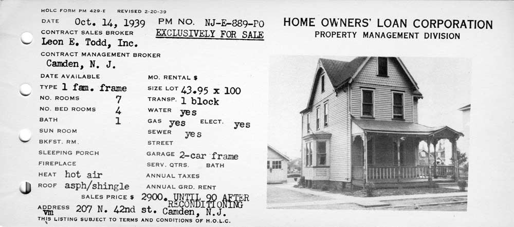 207 North 42nd Street, October 1939 — panoramic view
