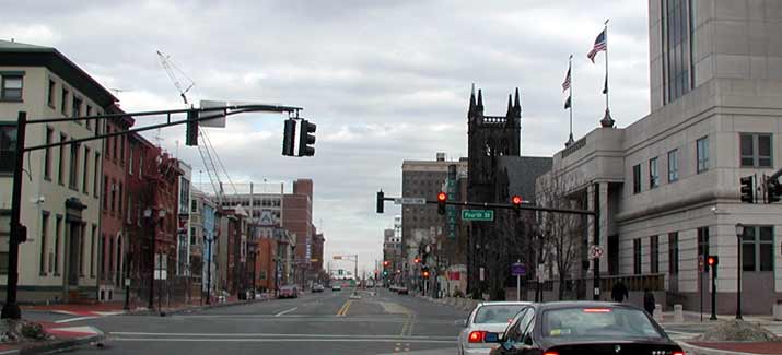 Cooper Street looking east from North 4th Street, February 7, 2004