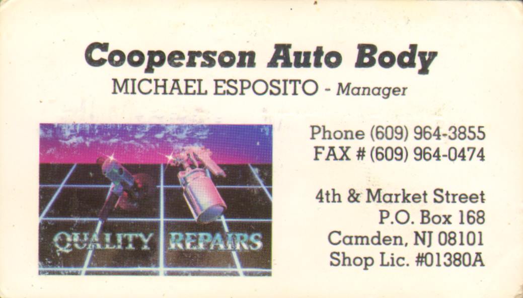 Cooperson Auto Body business card